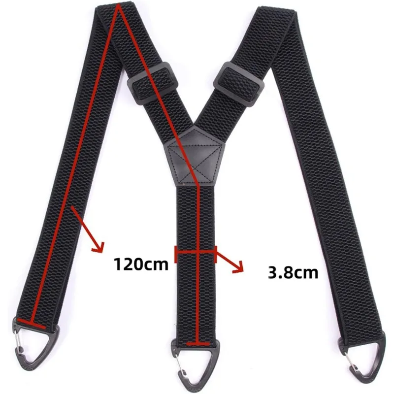 Verstellbare elastische Hosenträger – Schwarze, robuste Arbeits-Hosenträger für Herren, 3,8 cm breit, Y-Form mit Kunststoff-Greifverschlüssen