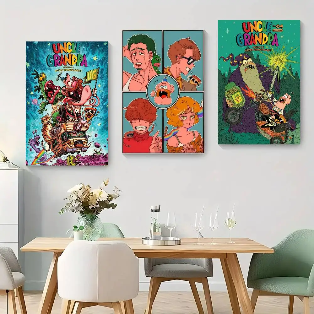 Uncle Grandpa Cartoon   Whitepaper Poster Waterproof Paper Sticker Coffee House Bar Aesthetic Art Wall Painting
