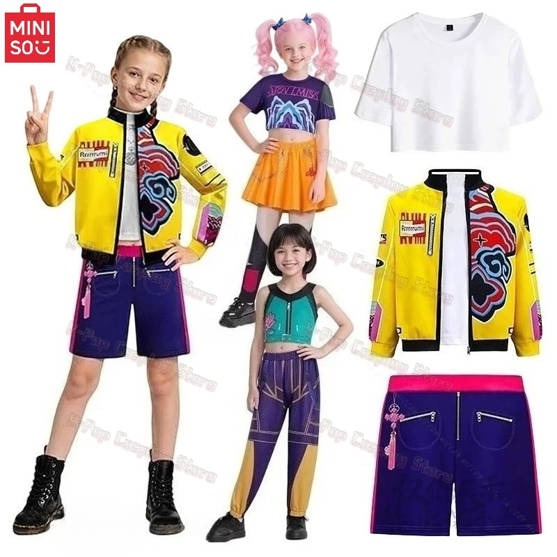 

Anime KPOP Huntrix Mira Rumi Zoey Kids Adult Cosplay Costume Full Set High Quality Clothing Demon Hunters Halloween Party Child