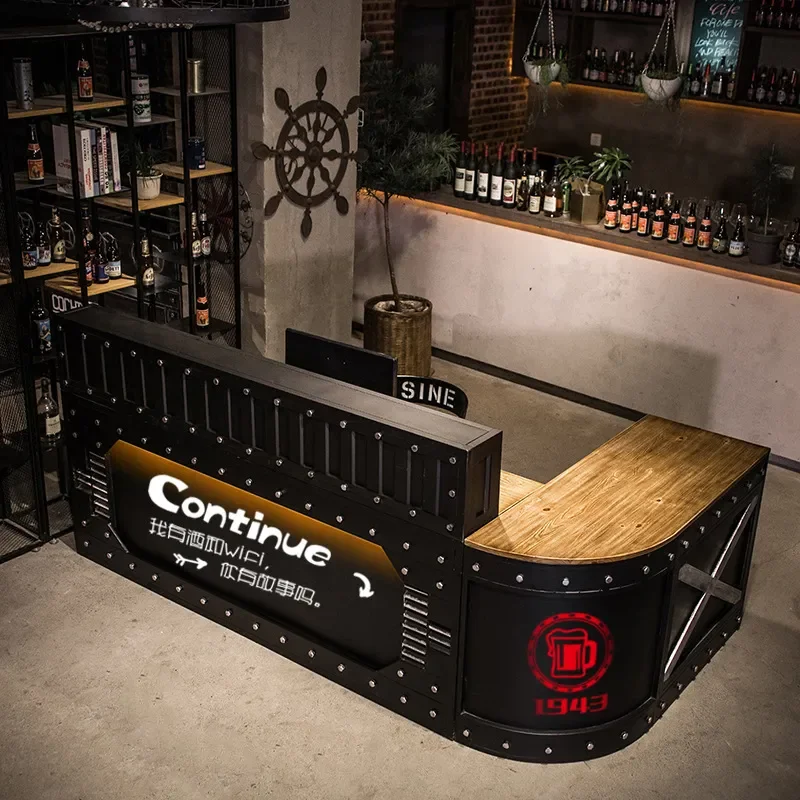for Wow Retro Industrial Clear Bar Counter Modern Reception Desk Hotel Shop Cashier Table Lounge Music Venue Furniture