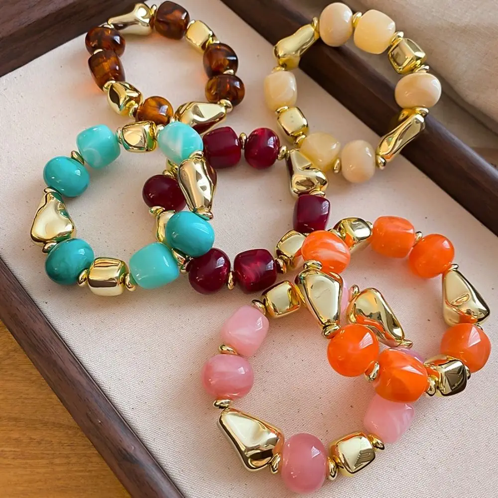 Bohemian Beads Acrylic Bangle Smudging Minority Design Irregular Bracelet Europe American Style Jewelry Accessories