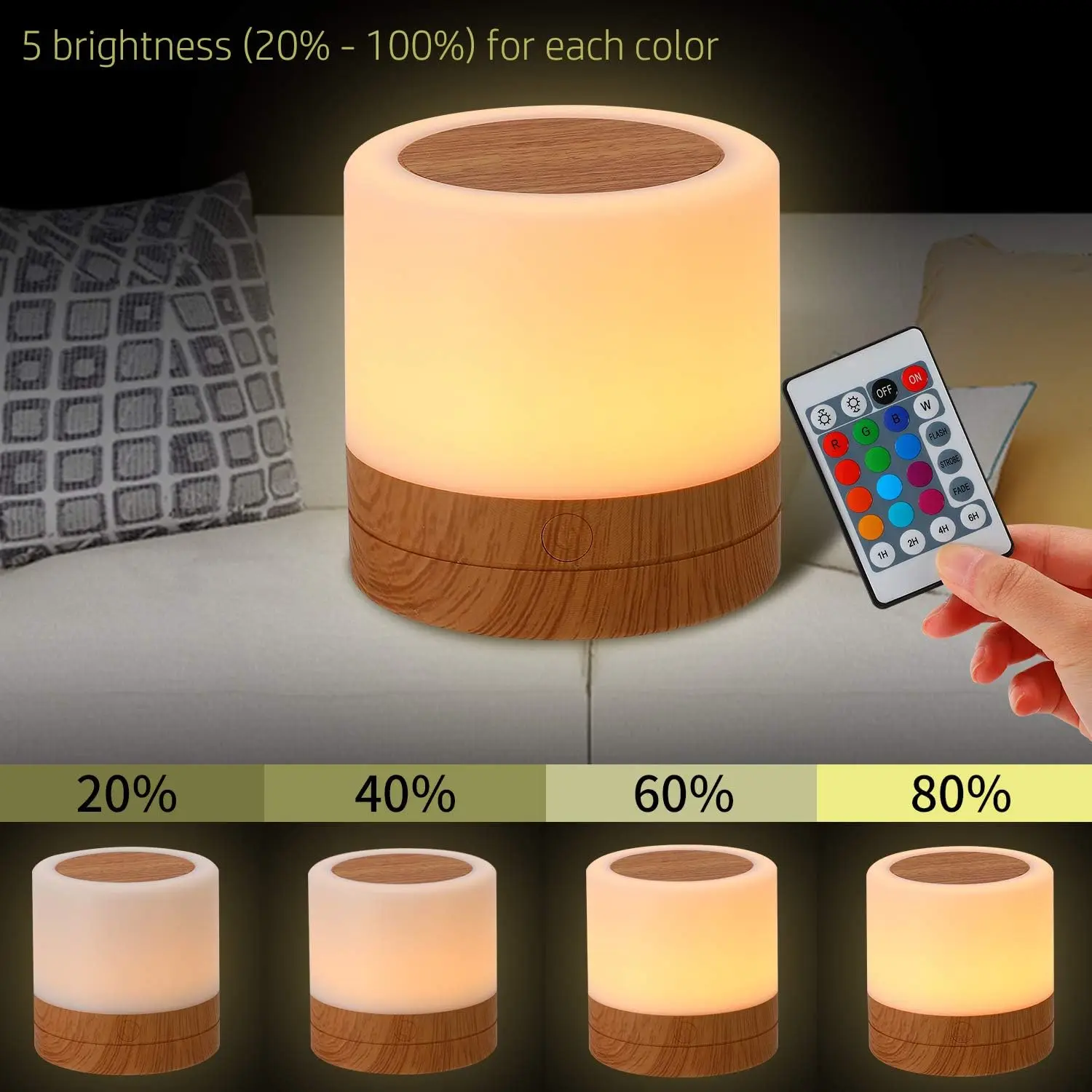 Dimmable touch night light remote control 13 colors, childrens bedside lamp, desk lamp with timer function