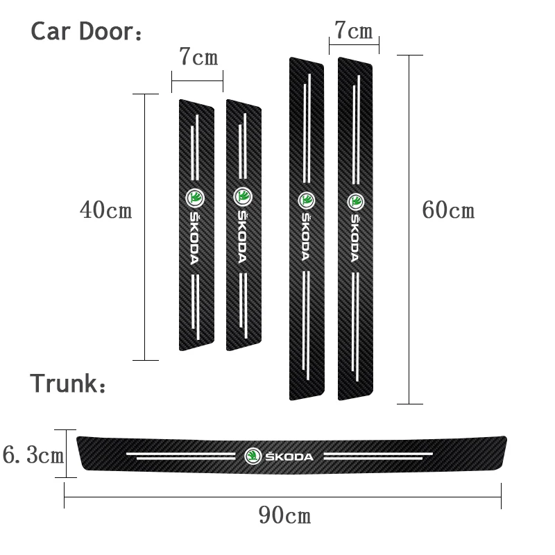 5Pcs Car Emblem Threshold Door Sill Protector Anti Scratch For Skoda Octavia Kodiaq Fabia Superb Yeti Rapid  Kamiq Karoq Derivat