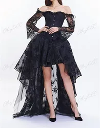 Steampunk Corset Sexy Gothic Bustier Irregular Palace Style Top Lace Strapless Dress Slimming Burlesque Clothes
