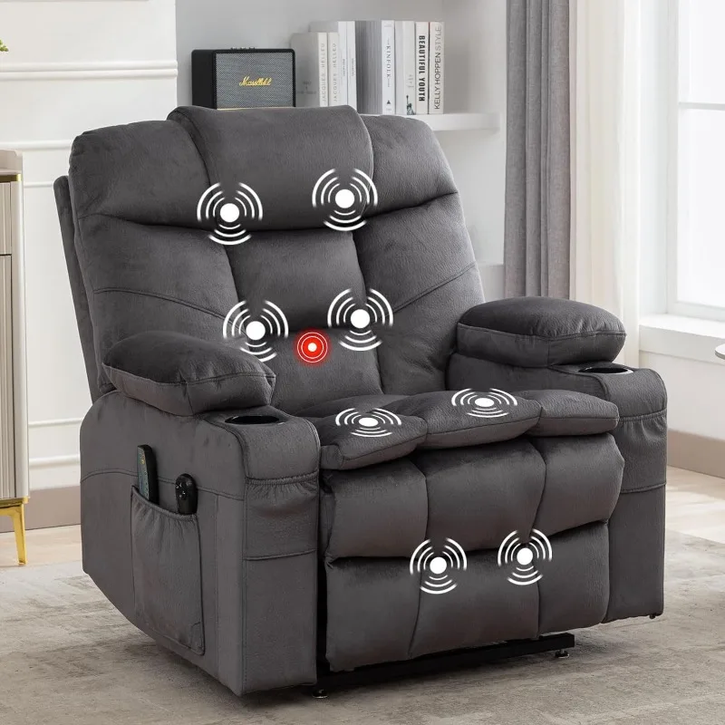 

Oversized Dual Motor Power Lift Recliner Chair with Massage and Heating, Comfortable Lift Chair for Elderly, Chair with 2 Cup