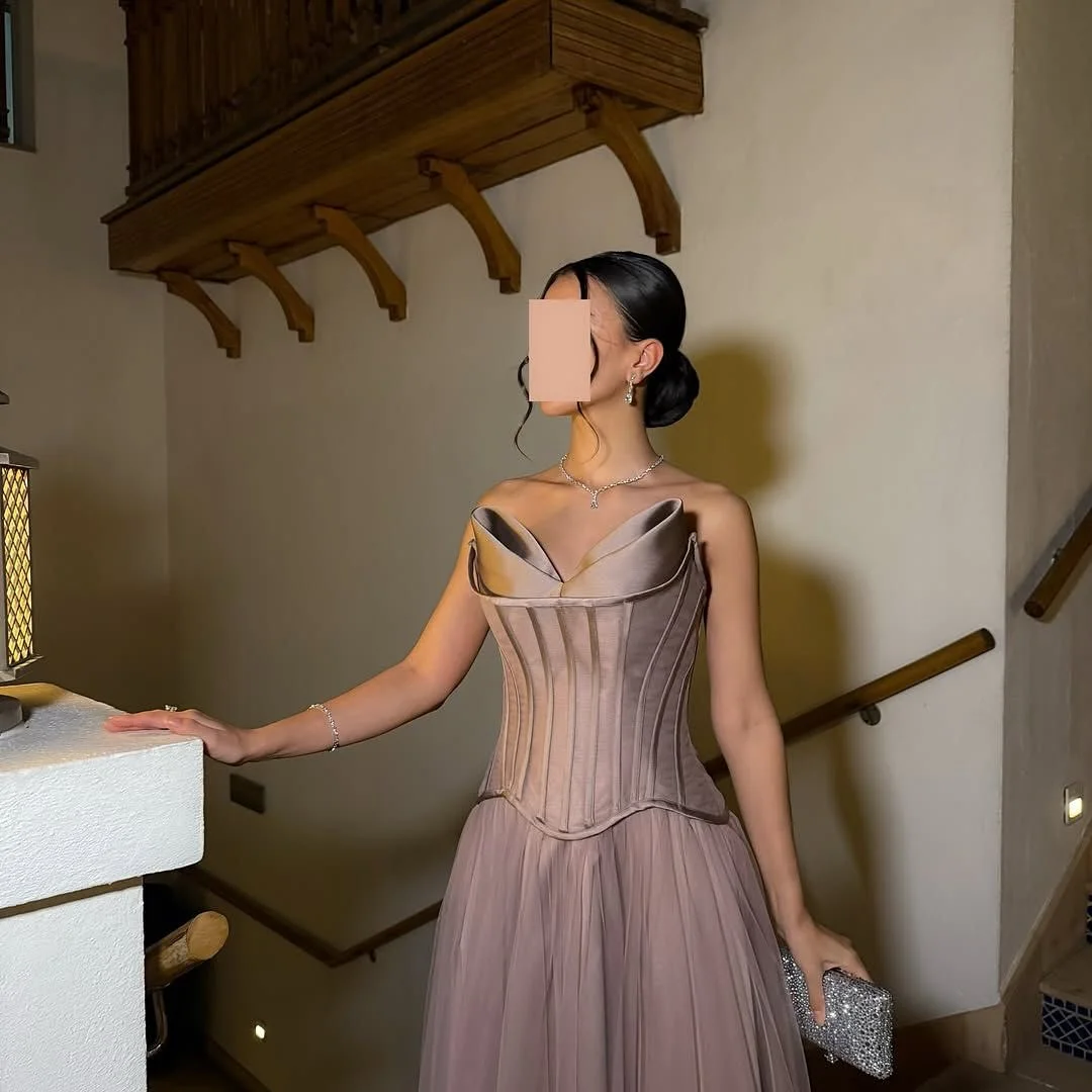 MD New Customized Ruched Sleeveless Elegant Evening Dresses For Special Occasion Satin Back Lace-up A-Line Tulle Prom Dress 2025
