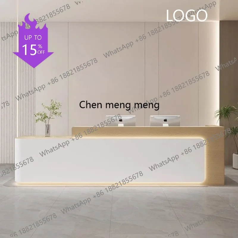 D5556 Mostradores de Recepción Estilo Nórdico Crema, Diseño Moderno para Hotel, Salón de Belleza, Caja Registradora, Muebles de Oficina de Lujo, Atril de Conferencia