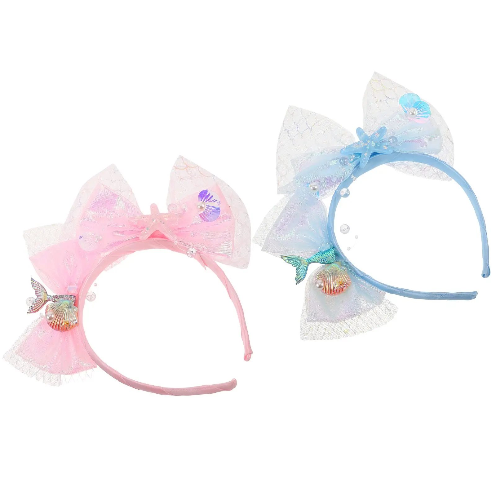 

2Pcs Mermaid Girls Hair Bands Accessories Hair Bands For Girls Sequin Princess Beach Kids Toddler