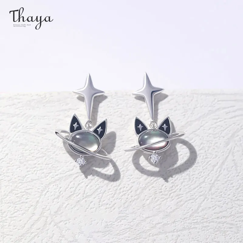 

Thaya New Style Women Earring S925 Silver Needle Cat Design Crystal Dangle Earrings For Girls Fashion Pendant Earrings Jewelry