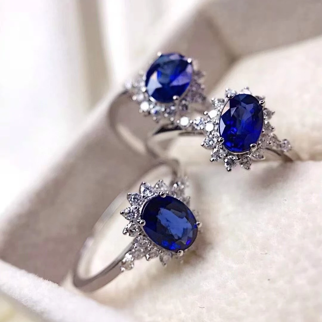 KJJEAXCMY Natural Premium Sapphire S925 silver exquisitely Ring Full of luster Simple,elegant and high-end Birthday present