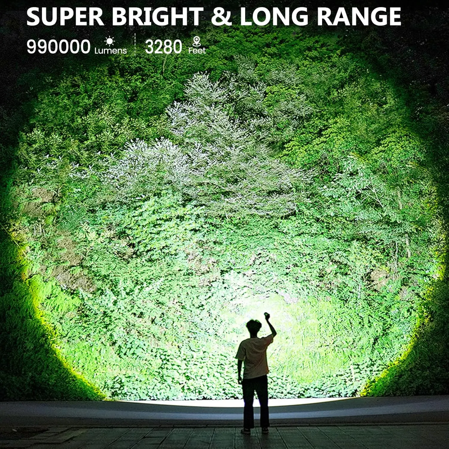 99,000 Lumens Rechargeable LED Flashlight, Waterproof High Brightness Flash Light for Camping Hiking (2 Pack)