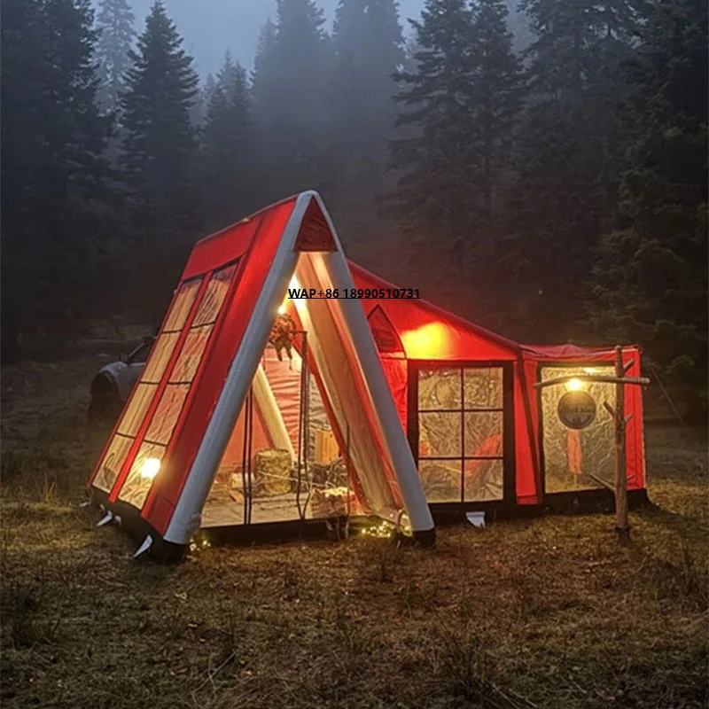 

Waterproof Oxford Aluminum Travel Camping Tent One Bedroom Structure Fiberglass Inflatable Double 4-6 Persons Glamping