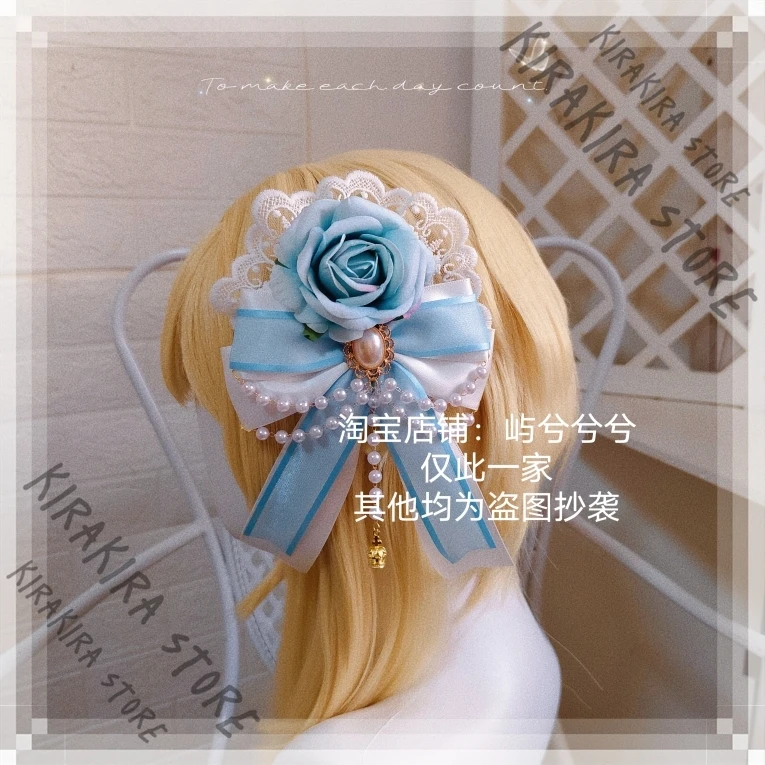 Genshin تأثير لومين أنيمي فتاة قبعة لوليتا دبوس الشعر بانج مقاطع رائعتين الانفجارات تاج الشعر اكسسوارات Kawaii أغطية الرأس الحلي