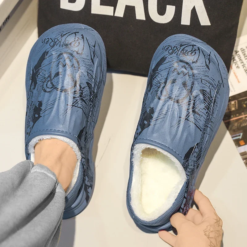 Taglia 47 Pantofole invernali da uomo Eva Scarpe casual Calzature per interni ed esterni calde in peluche antiscivolo con piattaforma impermeabile per giovani