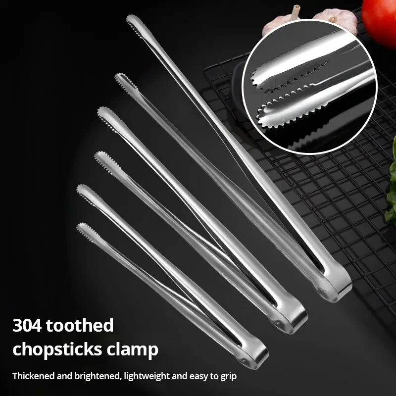 1-4Pc 304 Stainless Steel Barbecue Clip Grill Tongs Meat Cooking Utensils BBQ Baking Silver Kitchen Accessories Camping Supplies