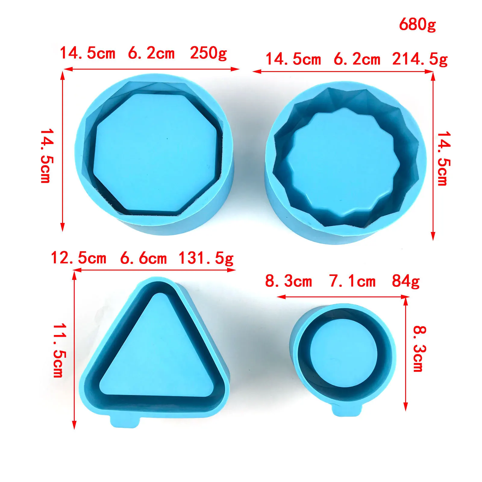 3D Flower Pot Silicone Mold DIY Diamond Pattern Flower Pot Mold Triangle Round Shaped Silicone Mould For Resin Making