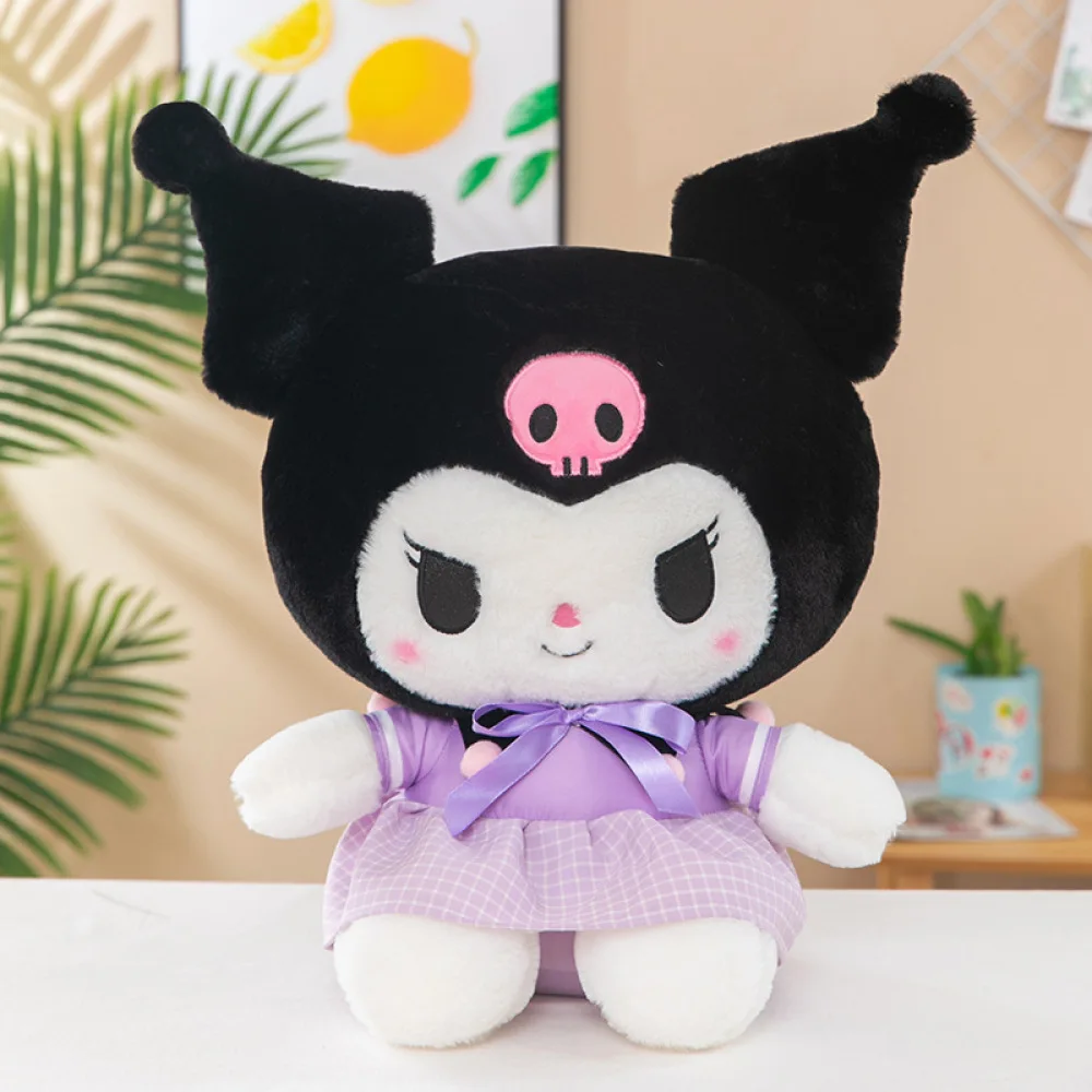 Sanrio Kuromi brinquedo de pelúcia, boneca Melody, travesseiro dos desenhos animados, presente infantil, novo