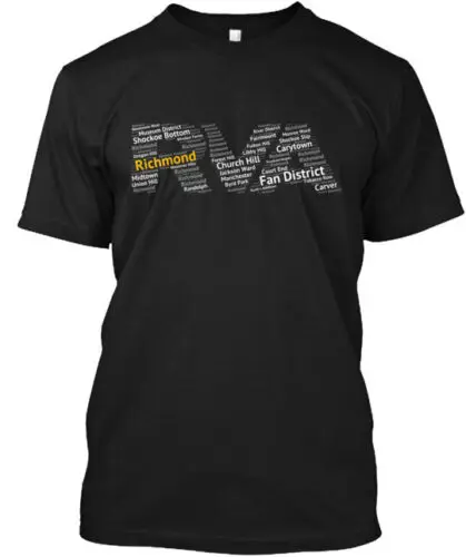 Rva Neighborhood Black Gold T-Shirt Made in the USA Size S to 5XL