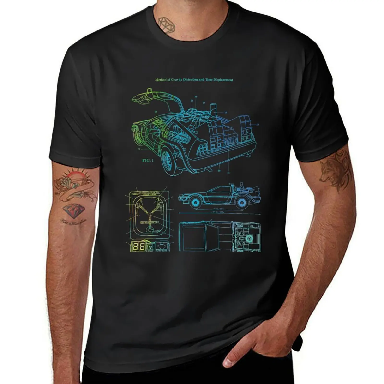 Delorean Time Machine Patent T-Shirt vintage clothes shirts graphic tees Men's cotton t-shirt