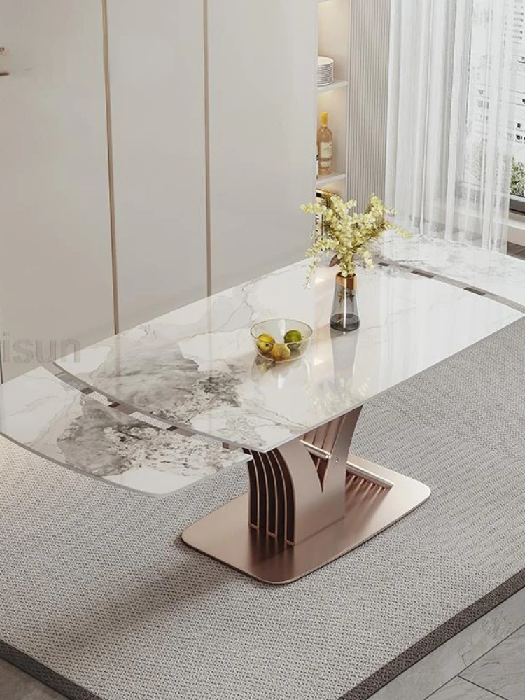 Bright Slate Retractable Dining Table Home Small Apartment Modern Minimalist Rectangular Foldable Table And Chair Combination