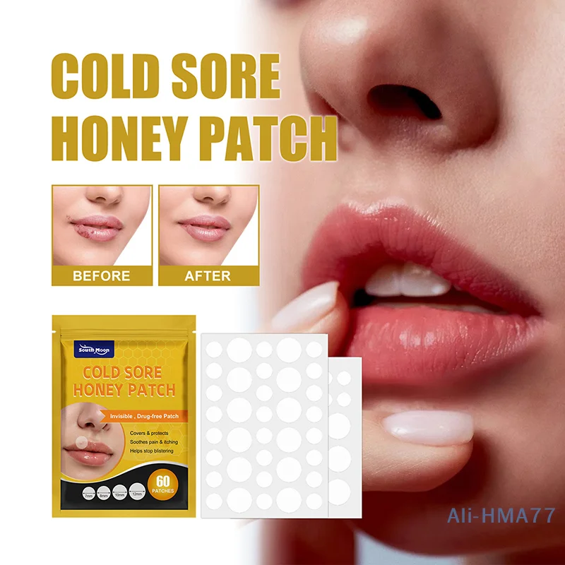 60Pcs Cold Sore Lip Patch Cheilitis Treatment Lip Pain Relief Wrinkle Dry Chapped Moisturizing Anti Blister Invisible Patch