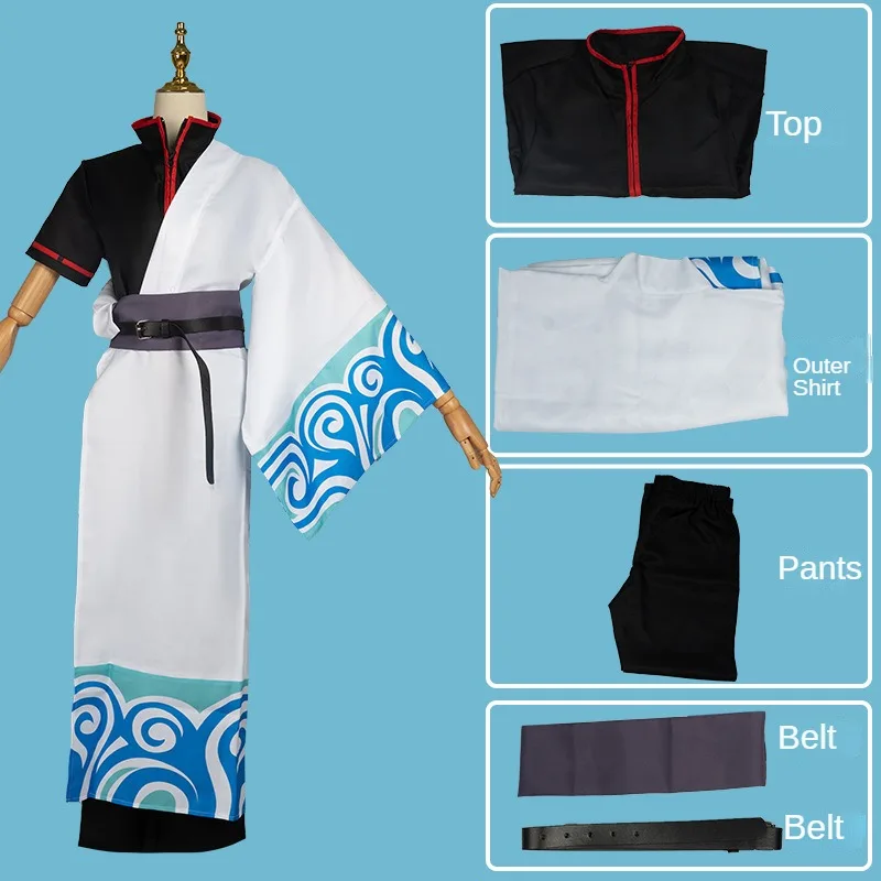 Anime Gintama Cosplay Kostuum Sakata Gintoki Zilveren Soul Kimono Gewaad Uniform Halloween Carnaval Fancy Rollenspel Past Bij Mannen