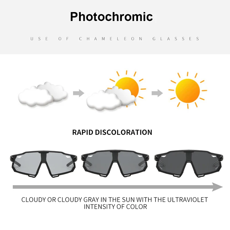 Polarized Sports Glasses Photochromic Men\'s and Women\'s Bike Eyewear Mountain MTB Cycling UV400 Sunglasses Bicycle Road Goggles