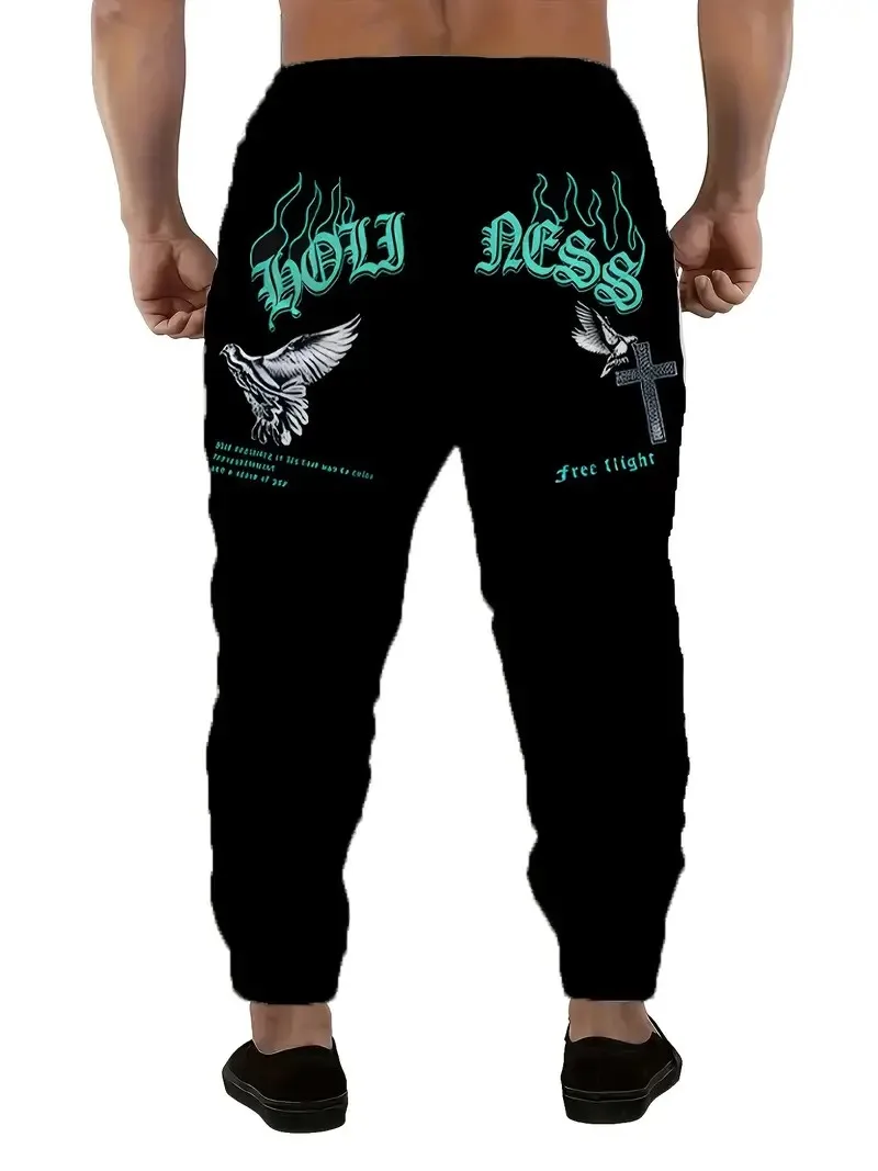 The new men's trousers for Spring and Autumn 2025 feature street casual and fashionable soft 3D letter pattern printing