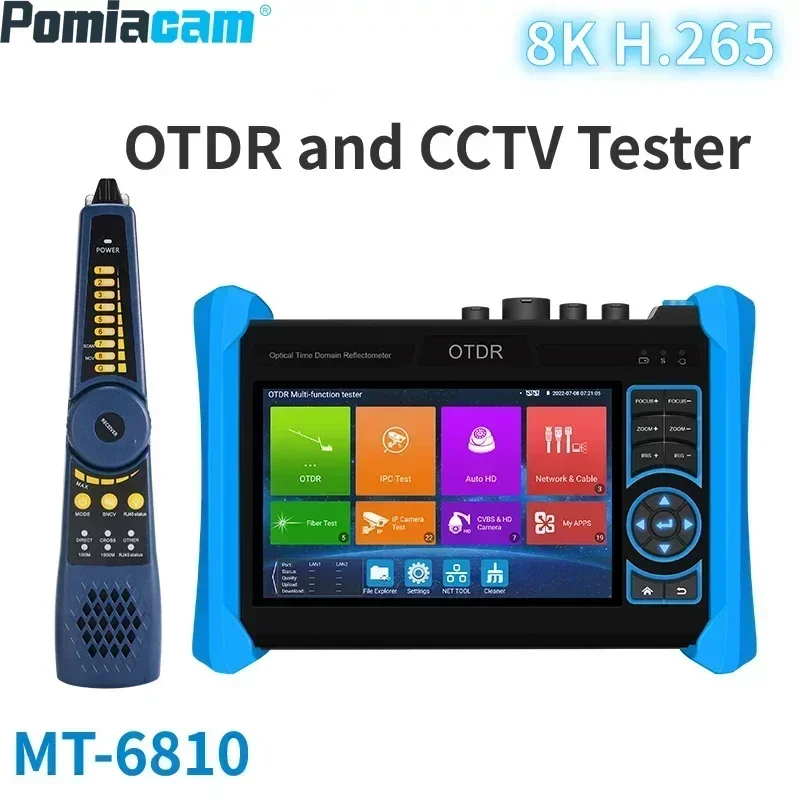 

New System Multifunctional OTDR Tester 5.4 Inch OTDR and 8K H.265 CCTV IP AHD CVI TVI OPM VFL Cable Fiber Optic Tester MT-6810