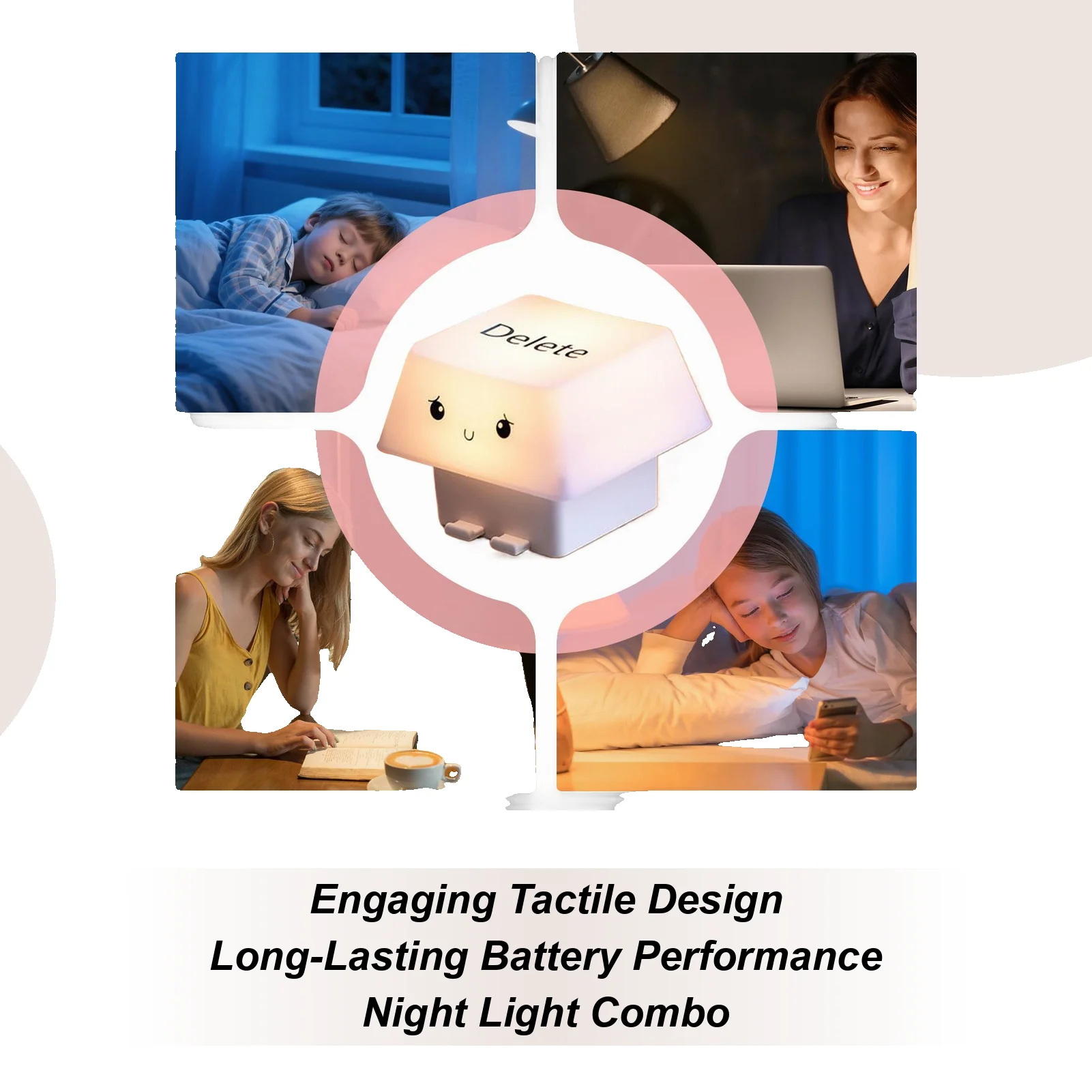 Soft Night Light Novelty Keycap Shape Press To Relax Mobile Phone Holder USB Charging for Kids College Dorm Outdoor Patio decor