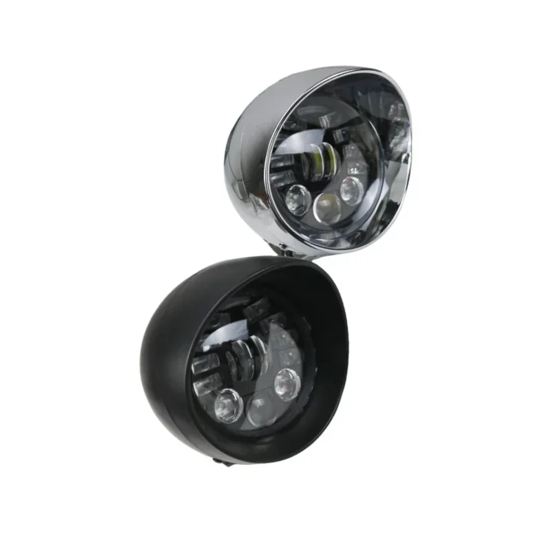 

Motorcycle 5.75" Headlight Front Bullet Tri Bar H4/led Lamp Metal for Harley Chopper Sportster Dyna Softail