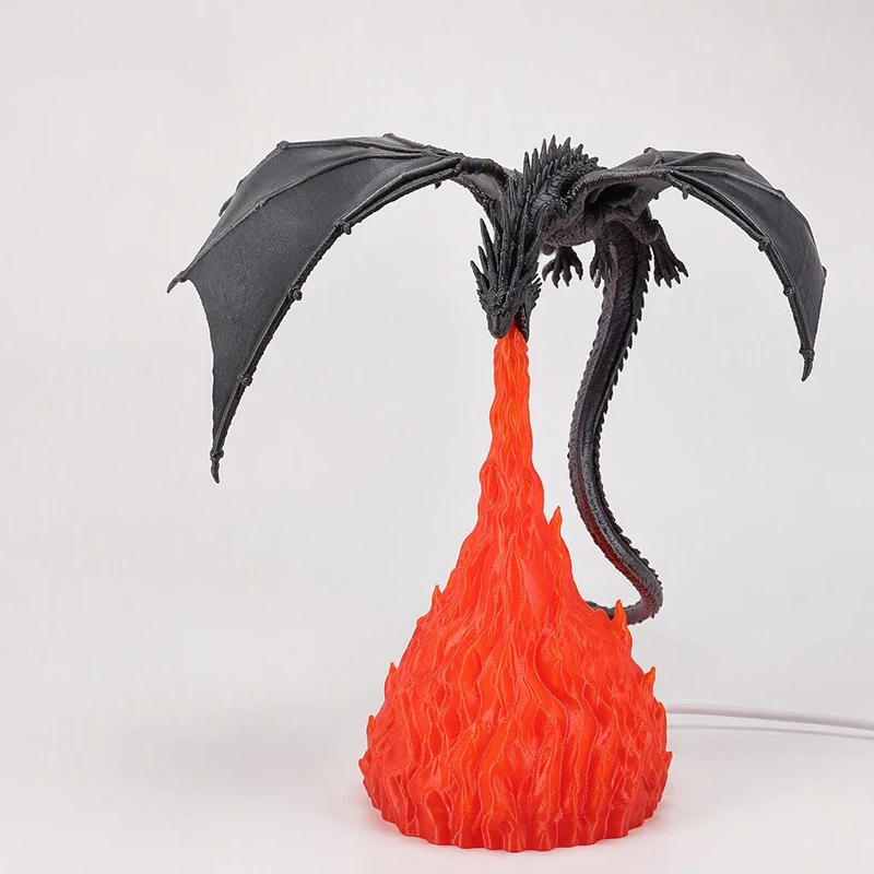 3D Kreative Druck-Drachenflammen-Lampe LED Tischlampe Nachttischlampe Modische Heimdekoration Ornament Beleuchtung Dekoration – Detail 1