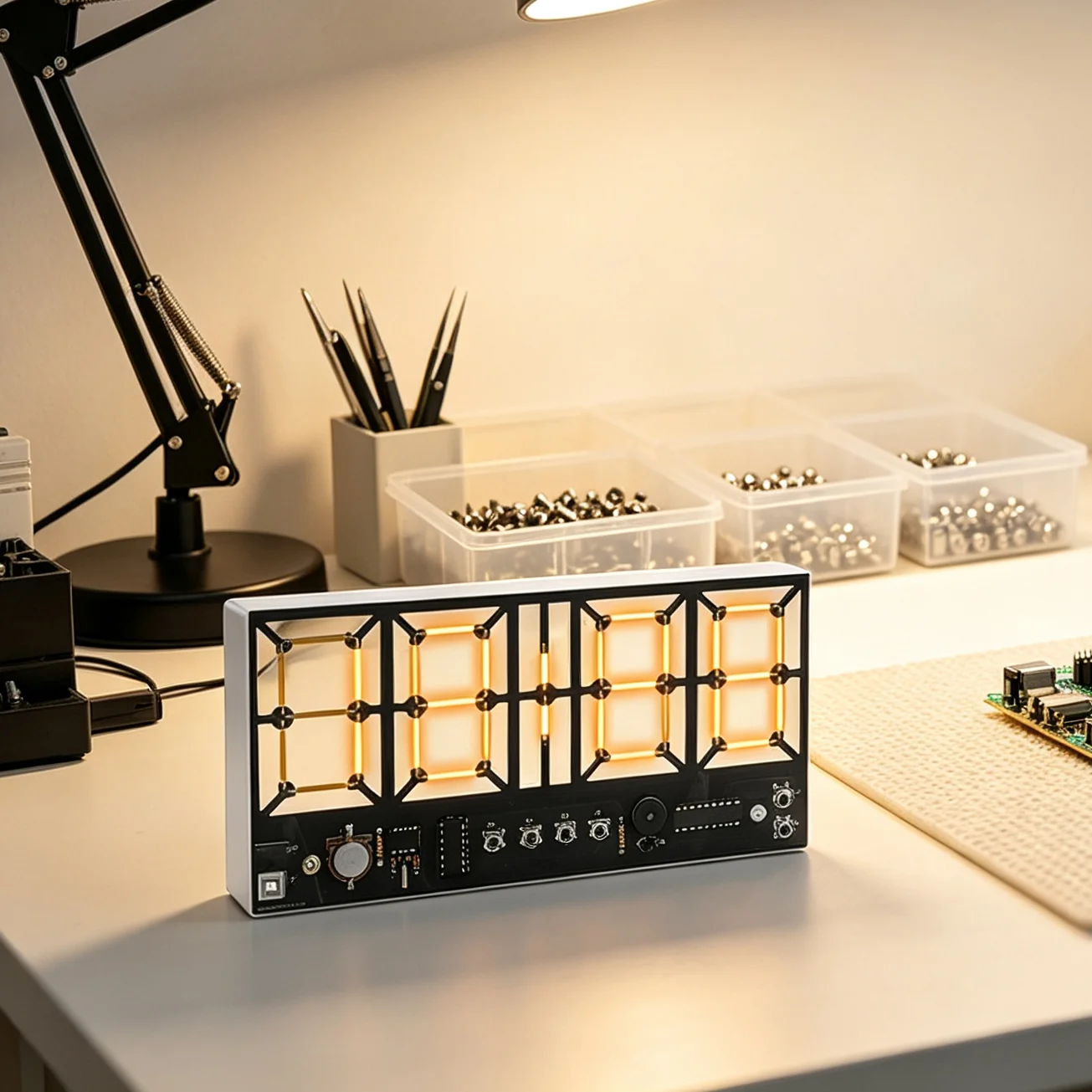 Kit de soudure DIY pour horloge numérique électronique DC002 avec pile CR1220, tube LED 4 bits, réveil multifonction pour parents
