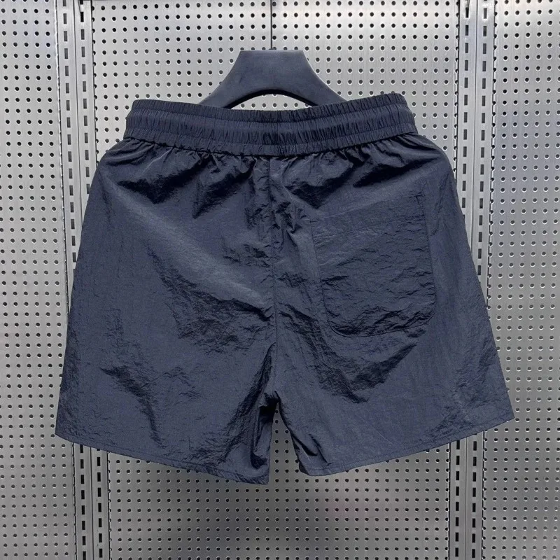 Tech Quick Dry Fabric Beach Shorts Men's Summer Casual Ice Silk Lightweight Loose Fit Mid Waist Straight Tube Quick Dry