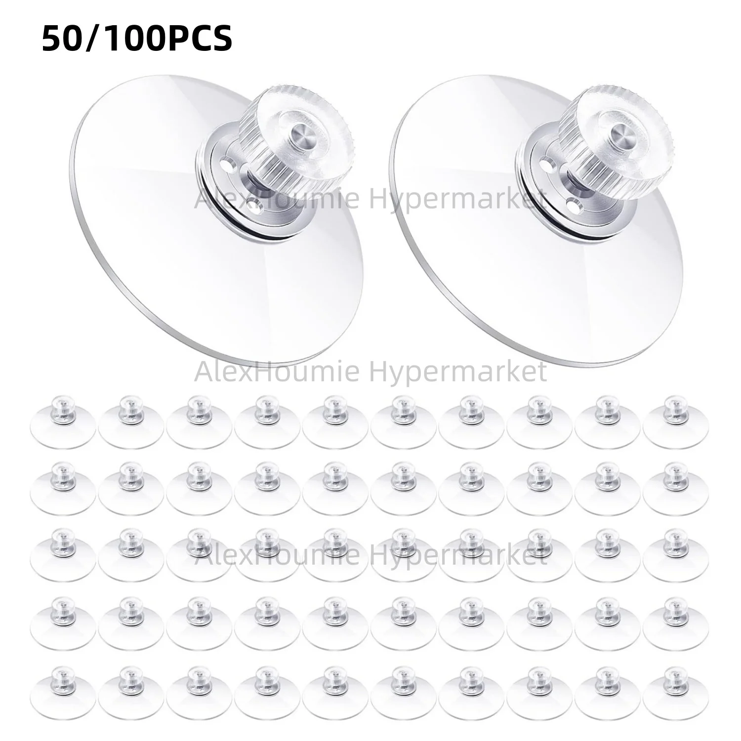 

50/100Pcs Adhesive Suction Cups Bulk with Screws Nut Plastic Sucker Pad 25/32/41/53 mm Clear PVC Sucker Pad for Window Car Glass