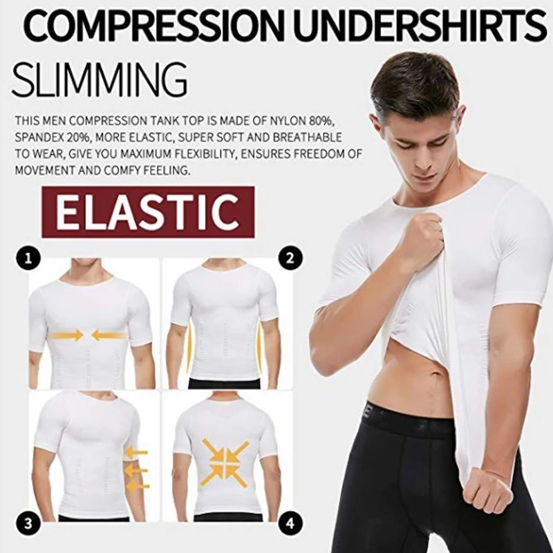 Burvogue Men's Compression Shirt Undershirt Slimming Tank Top Workout Vest Abs Abdomen Slim Seamless Compression Shirt