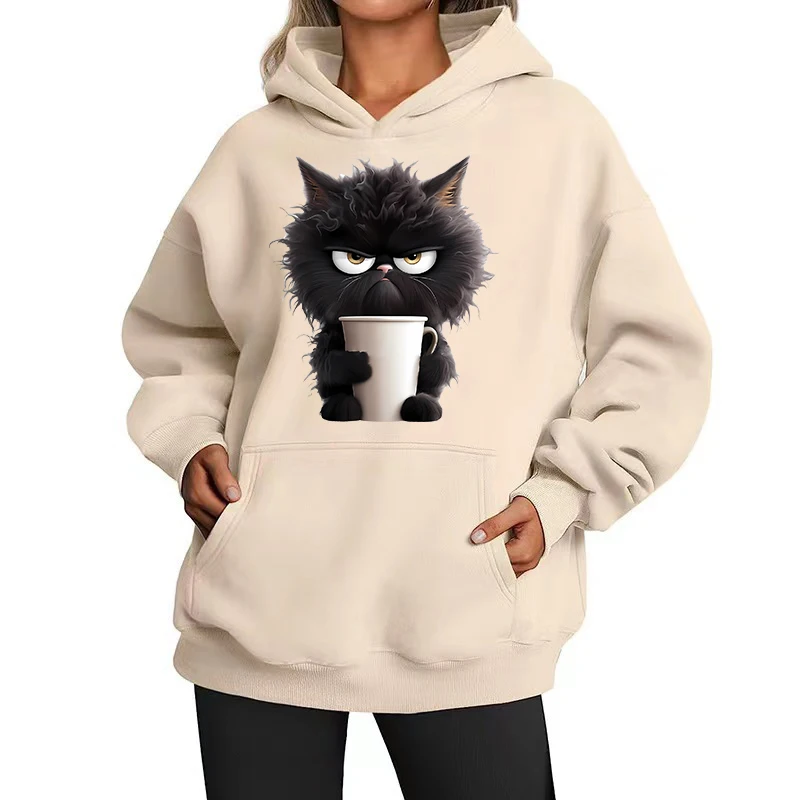 

3D Print Cute Cats Pattern Hoodie For Women Fashion Creative Animal Hooded Sweatshirt Loose Casual Outdoor Street Female Clothes