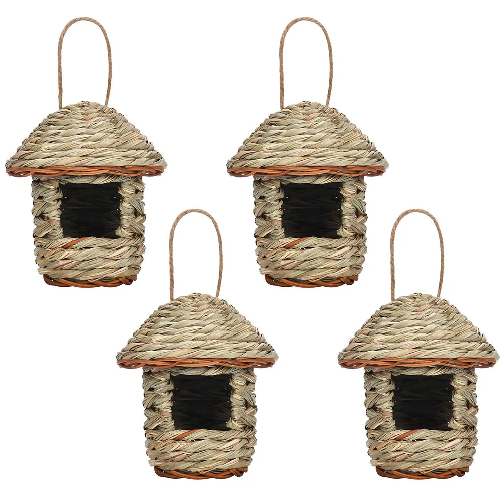 Natural colored grass woven bird's nest creative handmade birdcage garden decoration birdhouse pastoral style ecological birdhou