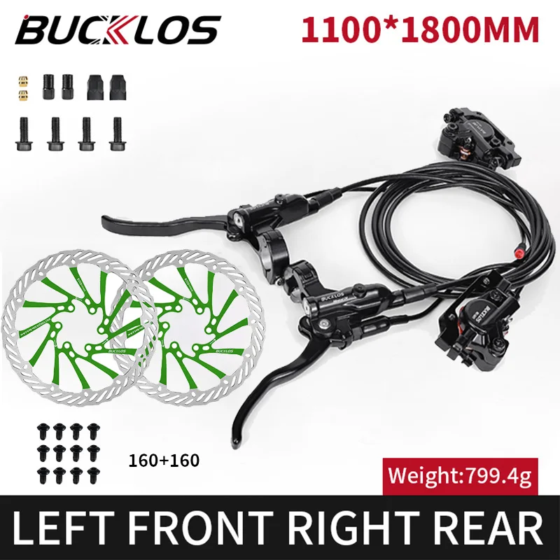 Electric Bicycle Brakes 2 Piston Hydraulic Disc Brake Bike/Scooter Brakes Kit 1100/1800mm Folding Bike Disc Brake Set Power-off image 3