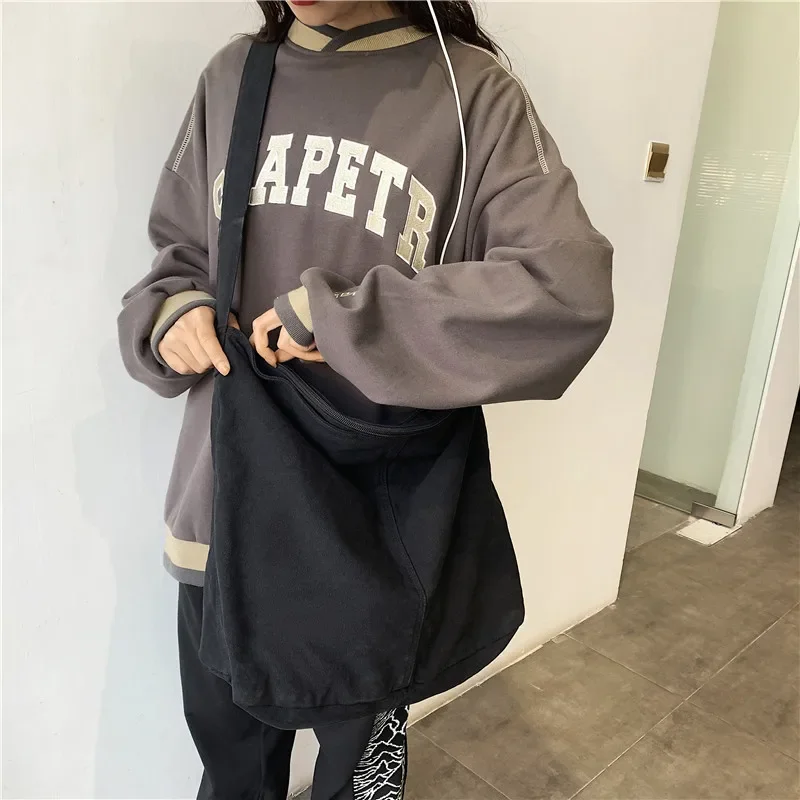 Fashion Women's Shoulder Bag Large Canvas Crossbody Bags for Women 2024 Cotton Cloth Korean Female Students School Bag Handbags