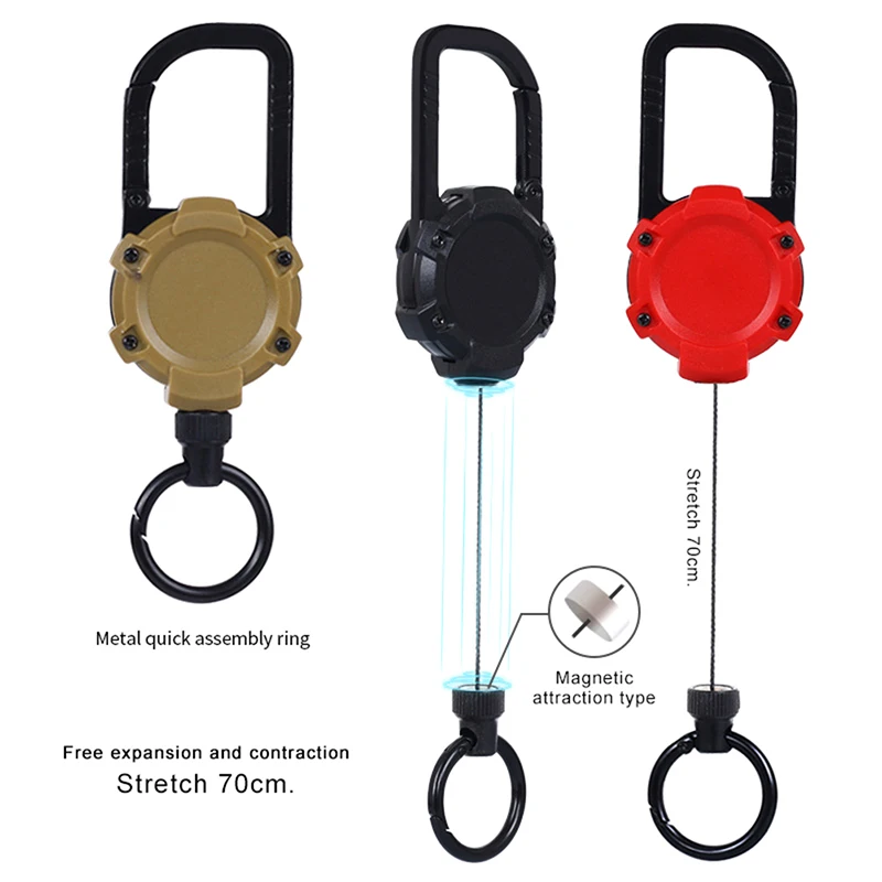 1PCS Anti-Lost Heavy Duty Magnetic Retractable Pull Key Chain Easy-To-Pull Buckle For Outdoor