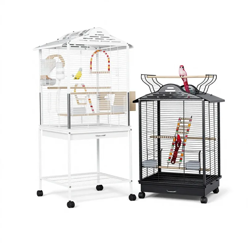 Medium Metal Birdcage Pet Cage Multifunctional Horizontal Line Group Senior Bird Villa