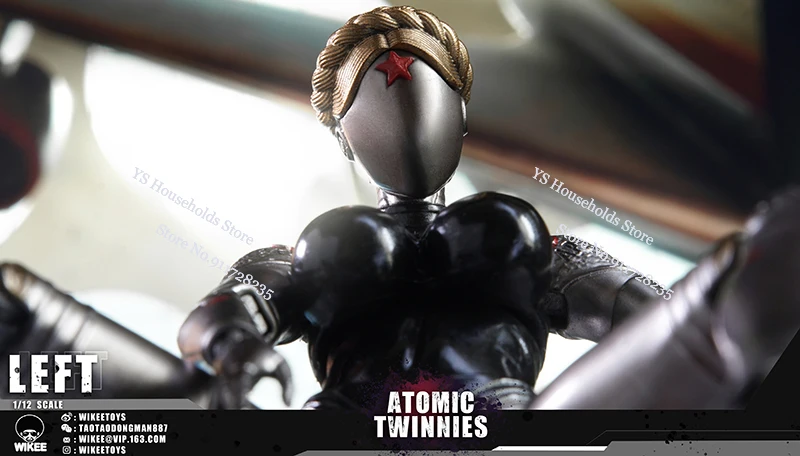 Wikeetoys WKT002 1/12 왼쪽 Atomic Twinnies 액션 피규어 Movebale 로봇 바디 소녀 얼굴없는 마스크 헤드 디자인 6 "풀 세트 군인