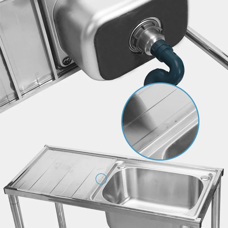 Évier de cuisine en acier inoxydable avec support, évier de vaisselle, ménage chaud et froid, F/05 ets