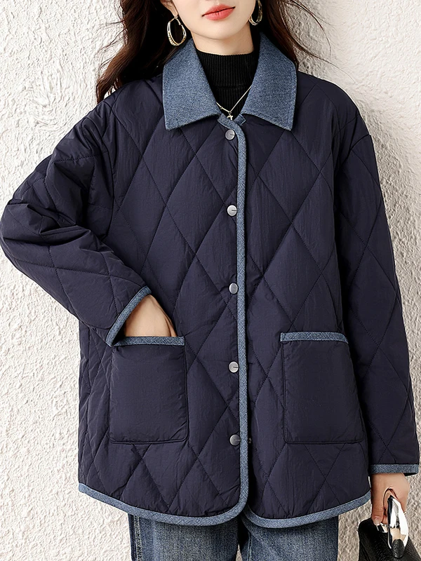 

Аутентичная зима 2025 года, оверсайз, простая теплая цветная блузка, хлопковая ткань, корейский длинный свек, тонкая нейлоновая ткань