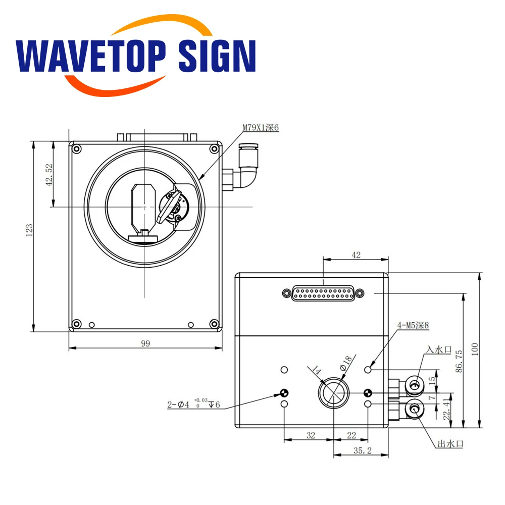 WaveTopSign Fiber Laser Galvo Head Set 14AW-III-Pro Aperture 14mm XY2-100 500W High Precision Galvo Scanner for 3D Print Machine