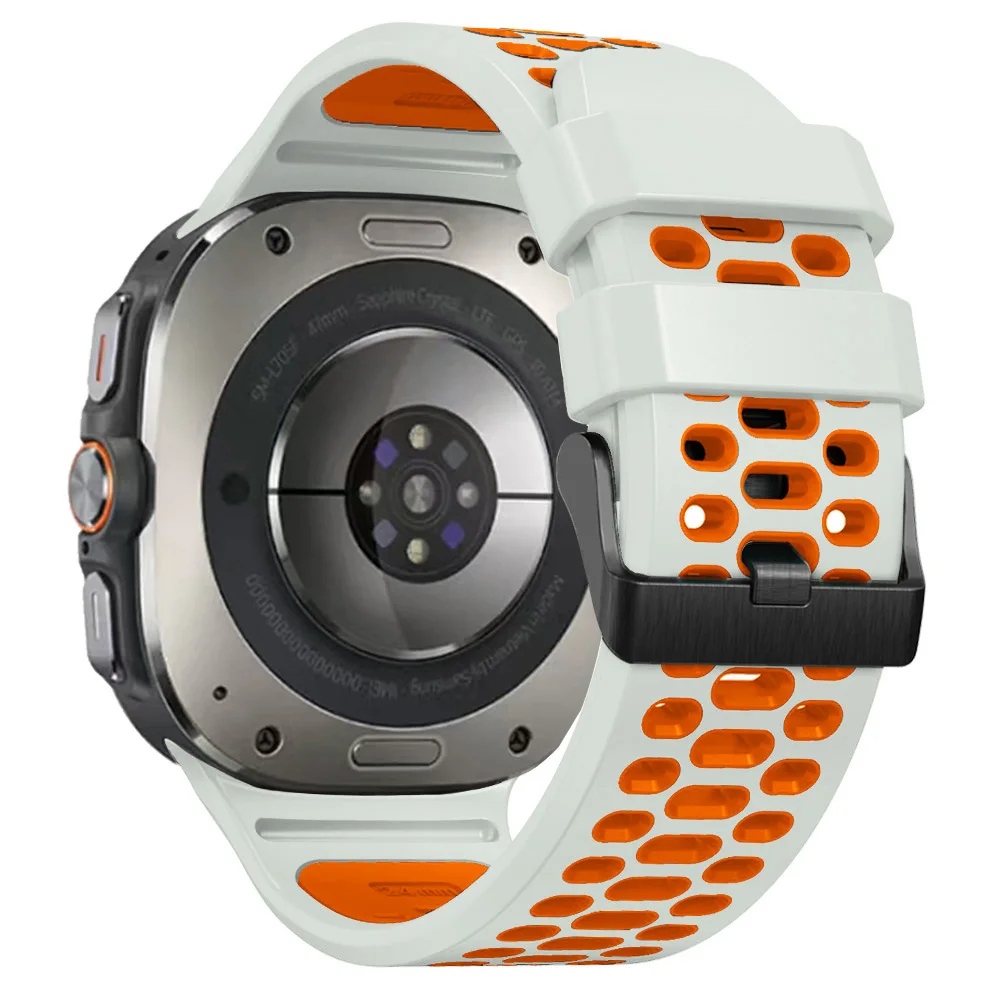 Bracelet de sport en Silicone bicolore pour Samsung Galaxy Watch, Bracelet Ultra respirant pour Galaxy Watch Ultra (47mm)