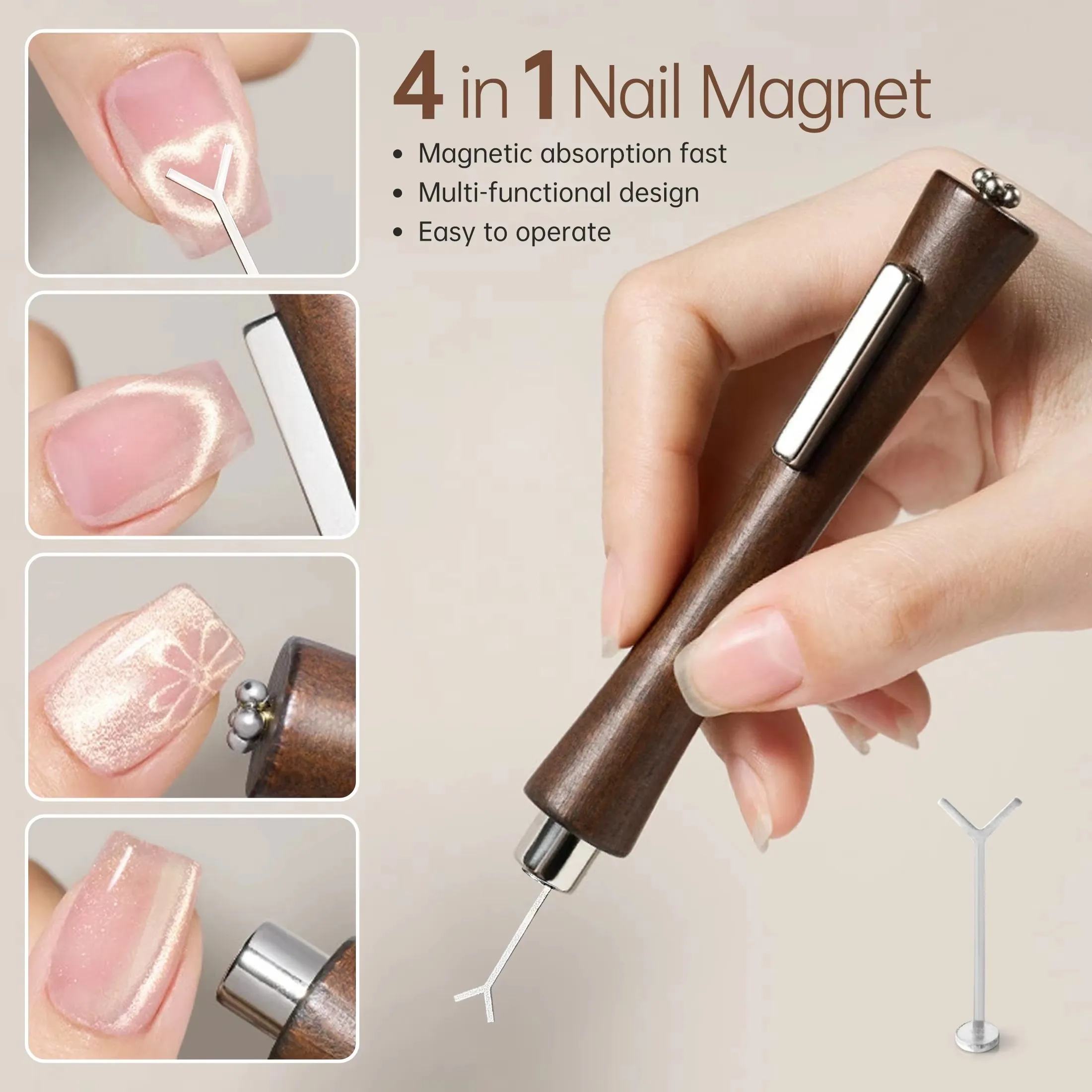 Palo magnético multifuncional fuerte 3 en 1 para decoración de uñas, con hierro en forma de Y para esmalte de uñas tipo ojo de gato, herramientas para decoración de uñas con efecto corazón, 2 uds.