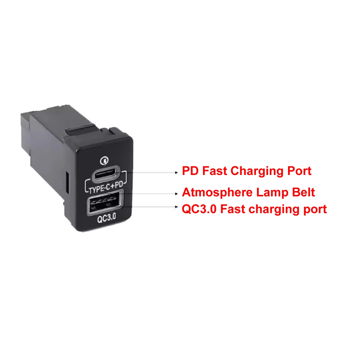 23mm*34mm für Mitsubishi Outlander Eclipse Cross L200 Triton QC3.0 USB+PD Typ-C Auto-Ladegerät Steckdose Netzadapter – Detail 11