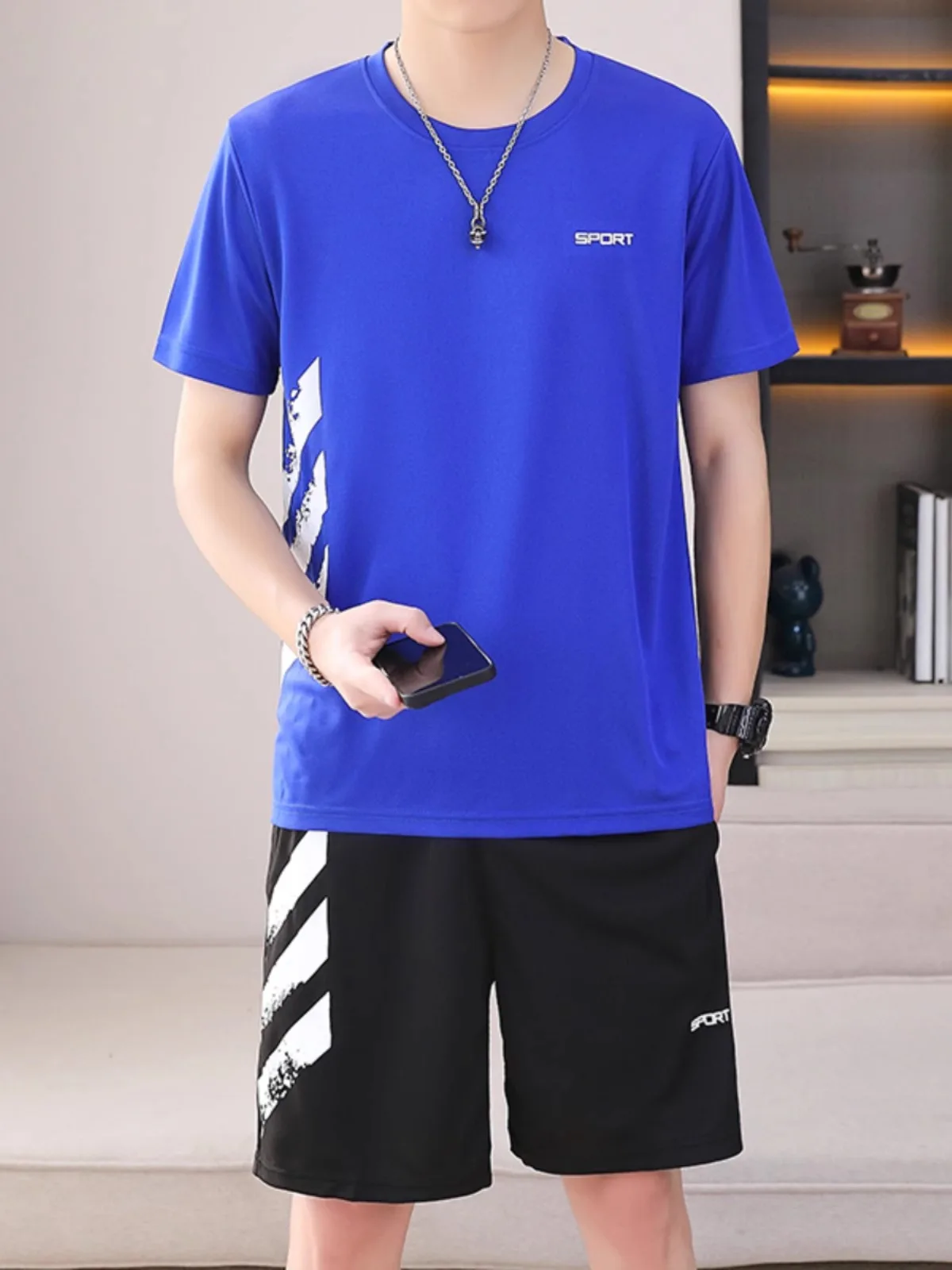 

Элитный мужской спортивный костюм для бега и фитнеса, быстросохнущий, из двух частей: футболка и шорты для летнего бадминтона, из полиэфирного волокна, для молодежи